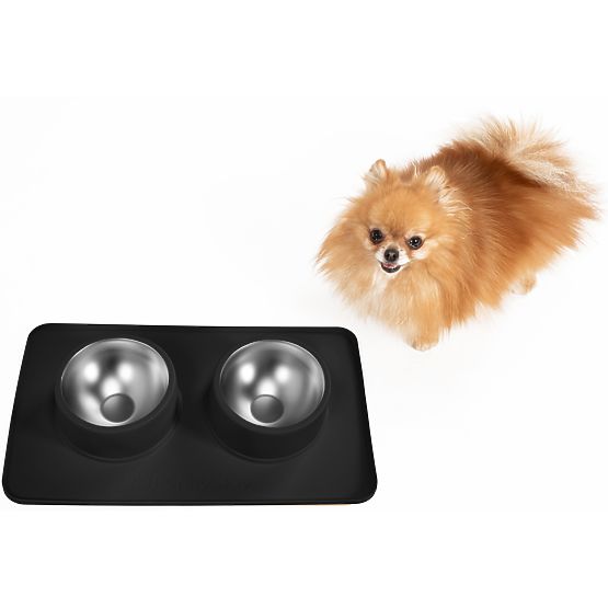 Metal Bowls for Dogs or Cats with Non-Slip Mat Black PJ-086