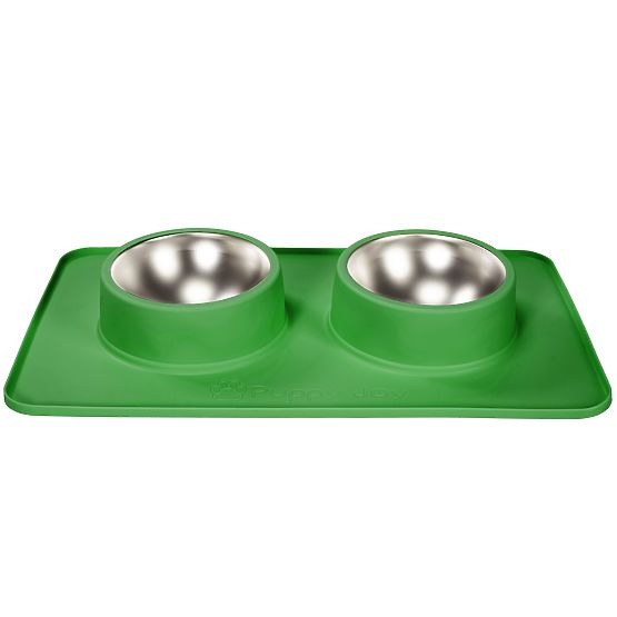 Metal Bowls for Dogs or Cats with Non-Slip Mat Green PJ-087
