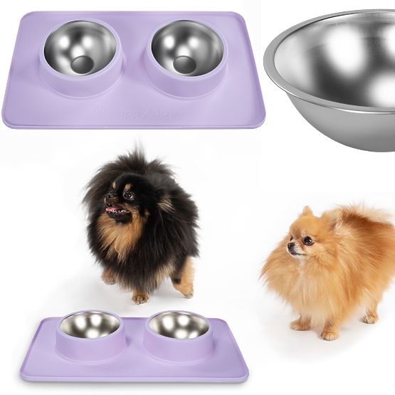 Metal Bowls for Dogs or Cats with Non-Slip Mat Purple PJ-088