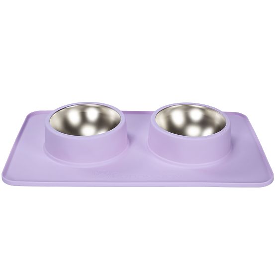 Metal Bowls for Dogs or Cats with Non-Slip Mat Purple PJ-088