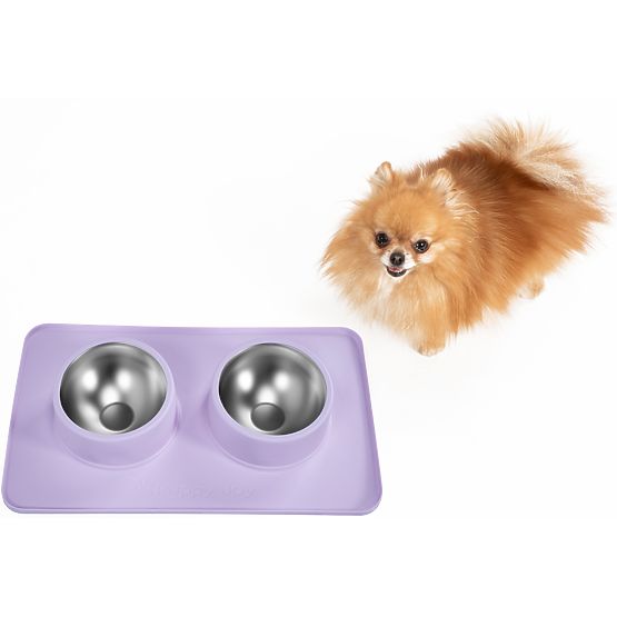 Metal Bowls for Dogs or Cats with Non-Slip Mat Purple PJ-088