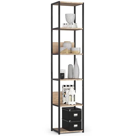 Metal Loft Shelf 40 cm - Black-Sonoma Oak - 6 Shelves