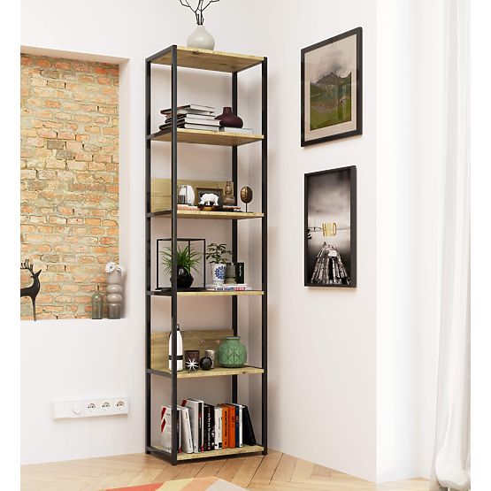 Metal Loft Shelf 50 cm - Black-Oak Artisan - 6 Shelves