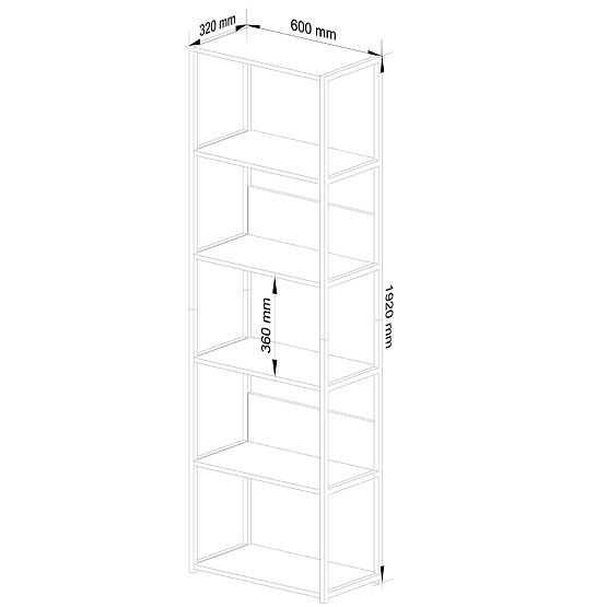 Metal Loft Shelf 60 cm - Black-Sonoma Oak - 6 Shelves
