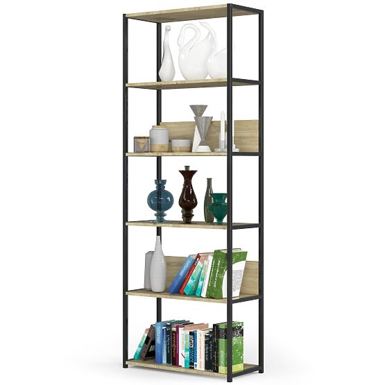 Metal Loft Shelf 70 cm - Black-Oak Artisan - 6 Shelves