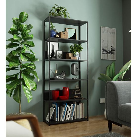 Metal Loft Shelf 80 cm - Black-Black - 6 Shelves