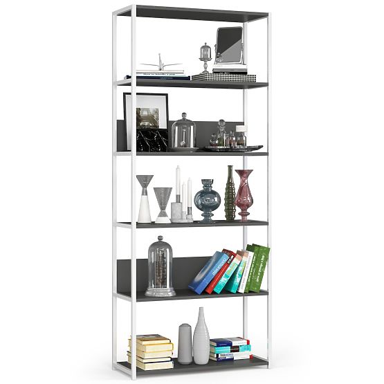 Metal Loft Shelf 80 cm - White-Grey - 6 Shelves