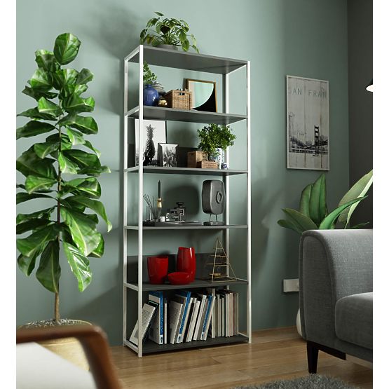 Metal Loft Shelf 80 cm - White-Grey - 6 Shelves