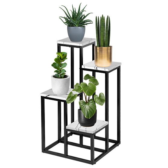 Metal Plant Stand MOGREN White Marble