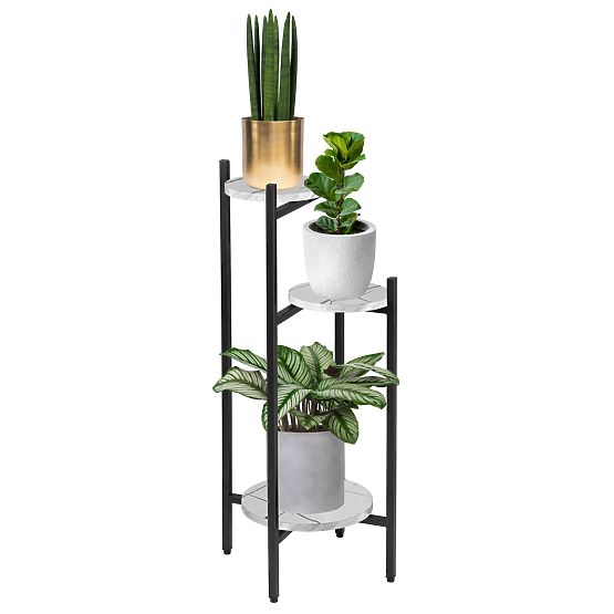 Metal Plant Stand TRETORRI White Marble