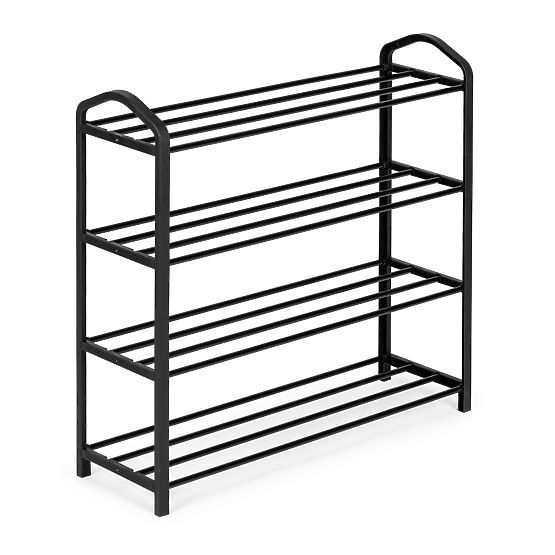 Metal Shoe Rack 4 Shelves 12 Pairs of Shoes Black