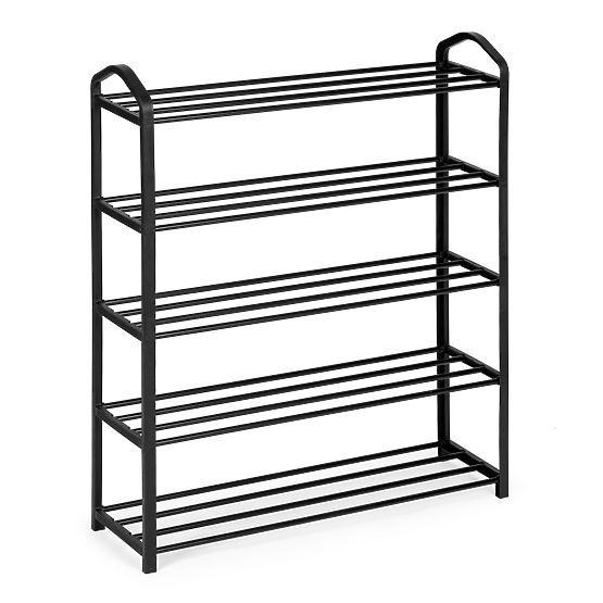 Metal Shoe Rack 5 Shelves 15 Pairs of Shoes Black