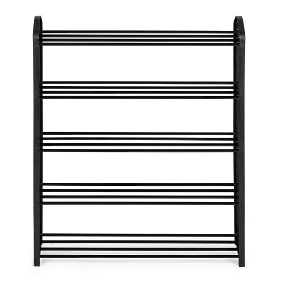 Metal Shoe Rack 5 Shelves 15 Pairs of Shoes Black