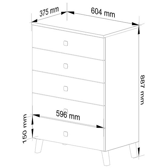 MOBI K-05 WHITE BLACK CHEST OF DRAWERS