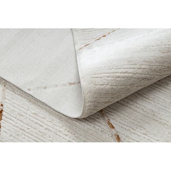 Modern Carpet DUKE 51557 Cream / Gold - Geometric, Textured, Very Soft, Fringes