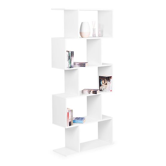 Modern Shelf for Living Room with 5 Shelves for Books White