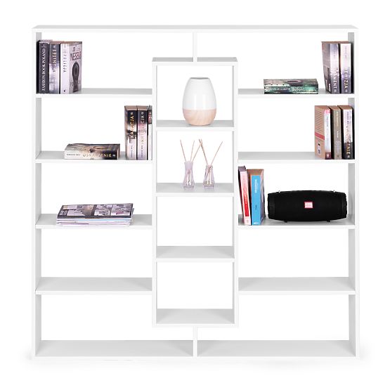 Modern Standing Bookshelf with 14 Shelves White