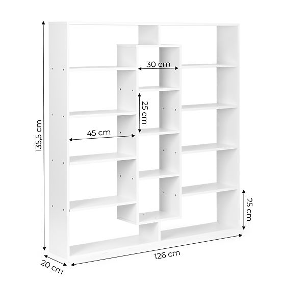 Modern Standing Bookshelf with 14 Shelves White