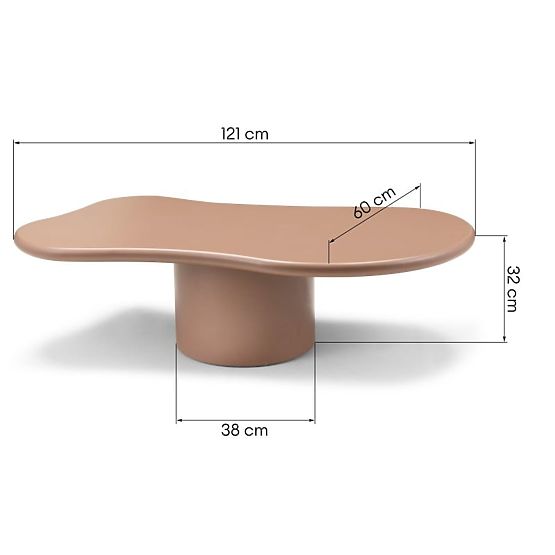 Monaco Coffee Table Cinnamon, Matte, Rounded Shapes