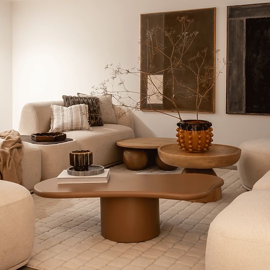 Monaco Coffee Table Cinnamon, Matte, Rounded Shapes