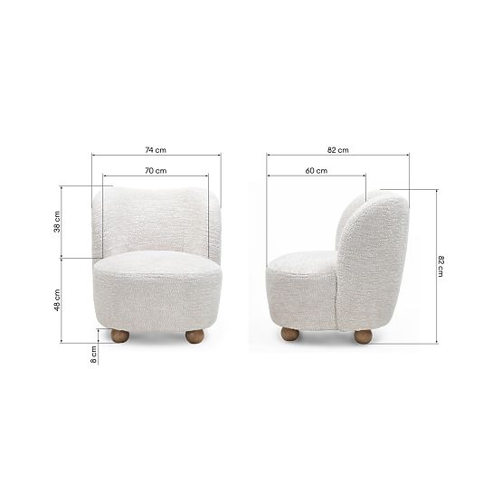 Monroe Relaxation Chair Beige/Natural, Rounded Shapes, Ball Legs