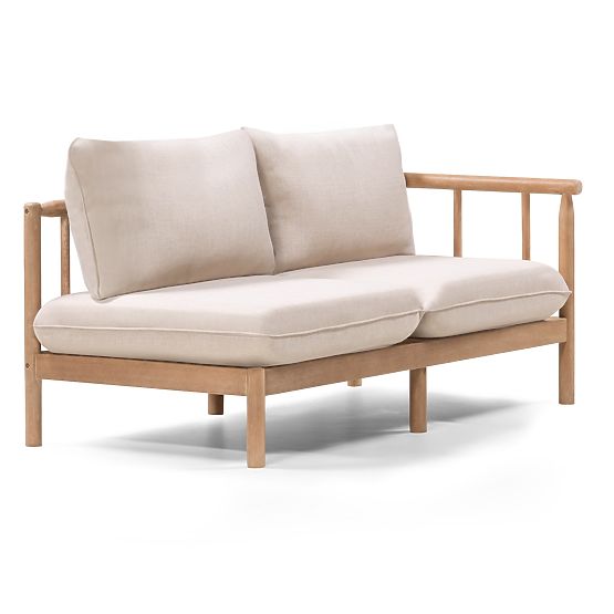 Mortlake Garden Corner Sofa with Table, FSC Eucalyptus Wood, Teak Finish, Light Beige/Pr