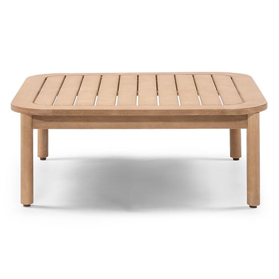 Mortlake Garden Corner Sofa with Table, FSC Eucalyptus Wood, Teak Finish, Light Beige/Pr