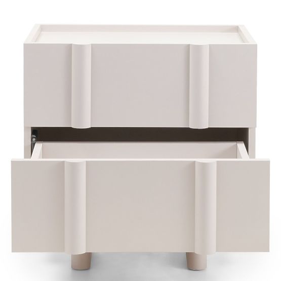 Moss Nightstand in Cashmere, Rounded