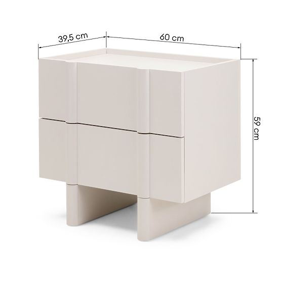 Moss Nightstand in Cashmere, Rounded