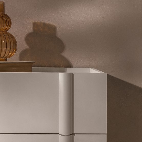 Moss Nightstand in Cashmere, Rounded