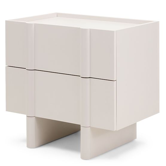 Moss Nightstand in Cashmere, Rounded