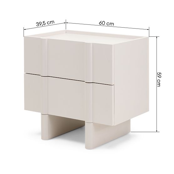 Moss Nightstand in Cashmere, Rounded