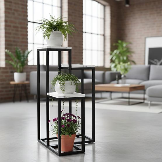 Munir White Marble Plant Stand