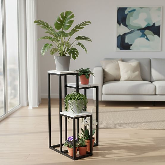 Munir White Marble Plant Stand