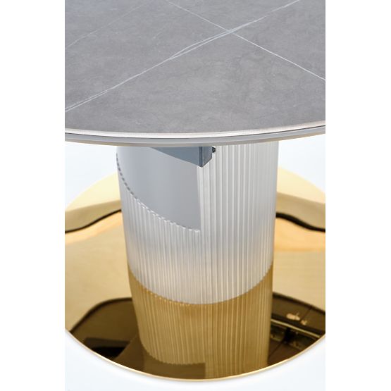 MUSCAT Extendable Table Top - Grey Marble, Leg - Light Grey / Gold