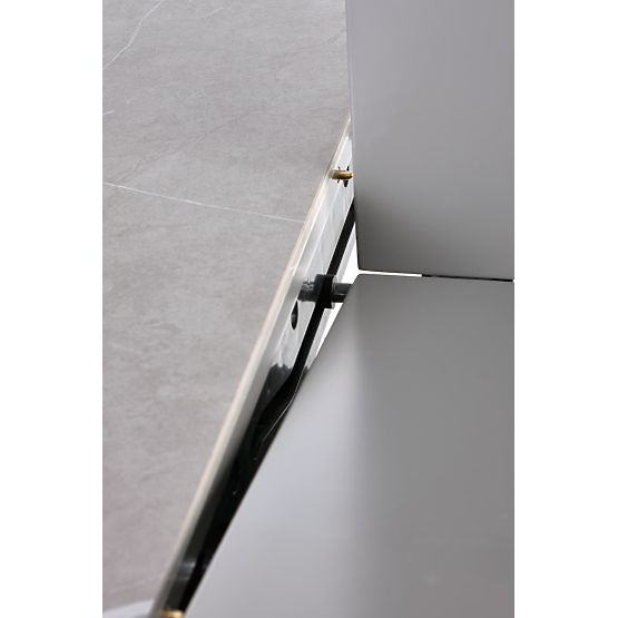 MUSCAT Extendable Table Top - Grey Marble, Leg - Light Grey / Gold