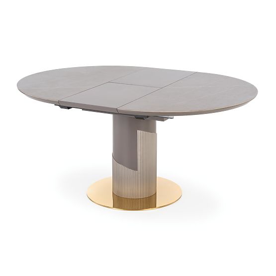 MUSCAT Extendable Table Top - Grey Marble, Leg - Light Grey / Gold