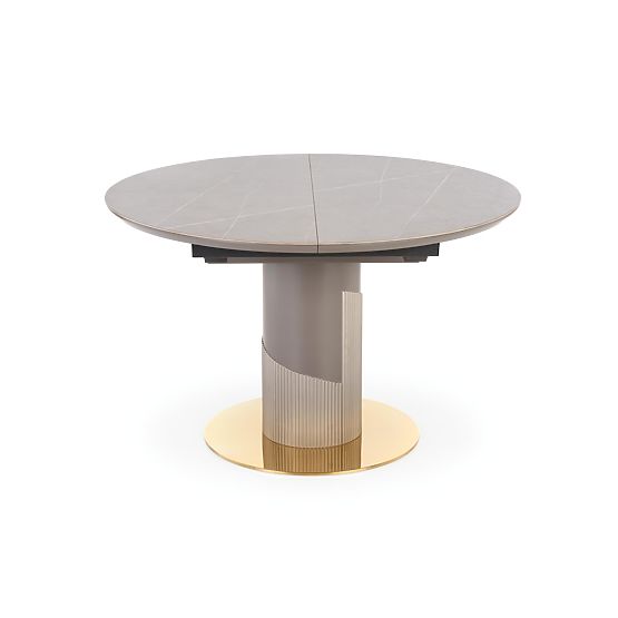 MUSCAT Extendable Table Top - Grey Marble, Leg - Light Grey / Gold