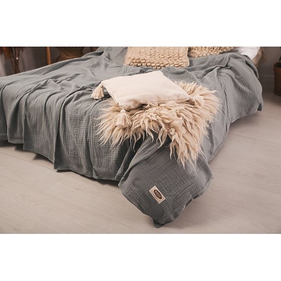 Muslin bedspread 210x240 dark grey
