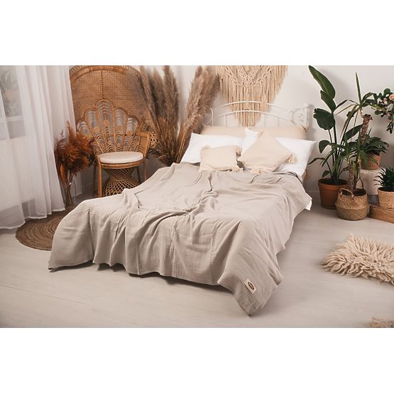 Muslin bedspread 210x240 light beige