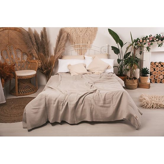 Muslin bedspread 210x240 light beige