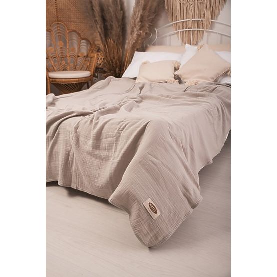 Muslin bedspread 210x240 light beige