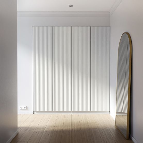Neroli Four-Door Wardrobe, Simple Grooves, White