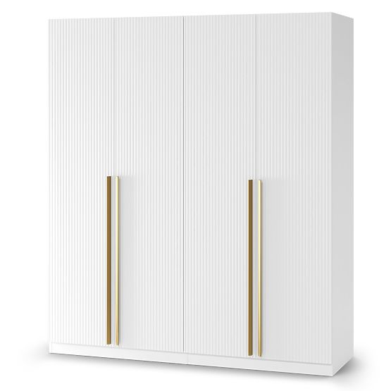 Neroli Four-Door Wardrobe, Simple Grooves, White