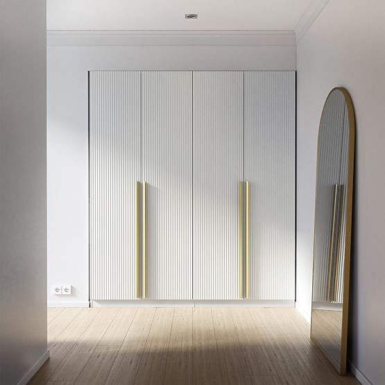 Neroli Four-Door Wardrobe, Simple Grooves, White