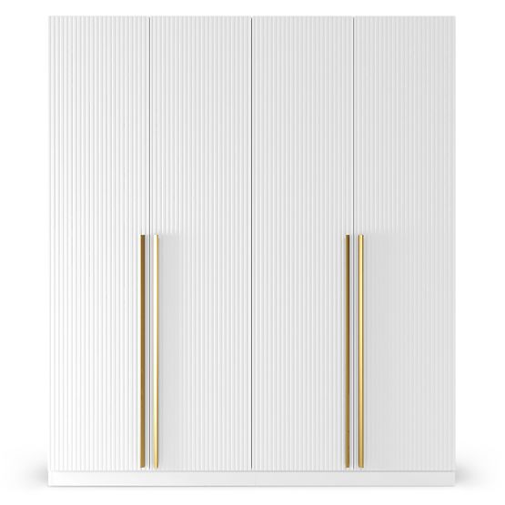 Neroli Four-Door Wardrobe, Simple Grooves, White