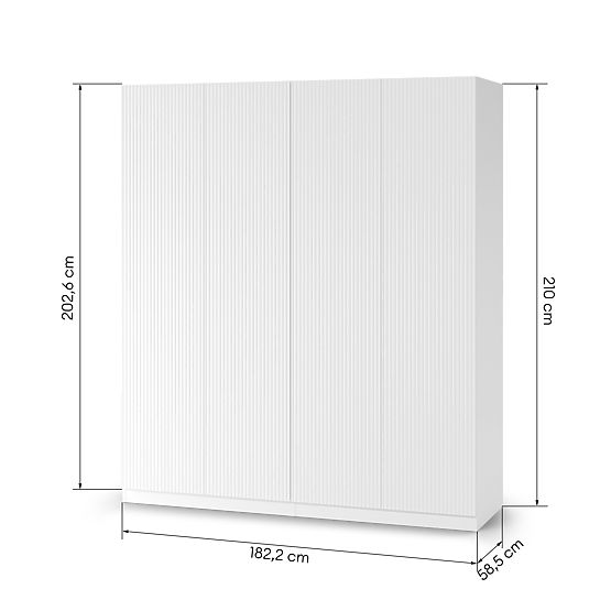 Neroli Four-Door Wardrobe, Simple Grooves, White