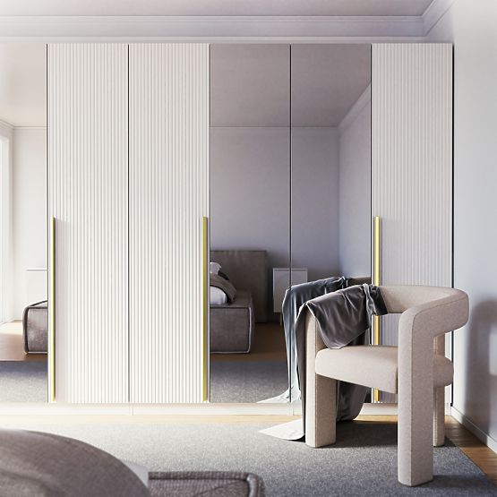 Neroli Wardrobe Door, 45.6 cm, Simple Grooves, White