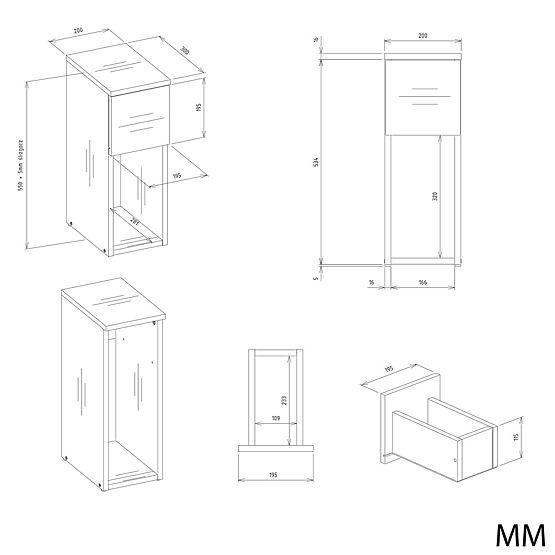 Nightstand GALAX 20/1S WHITE-ARTISAN