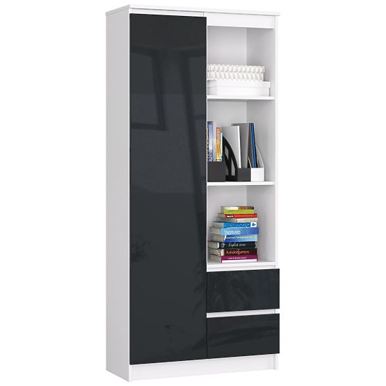 OFFICE SHELF R 80 cm CLP R11 WHITE / GRAPHITE GLOSS